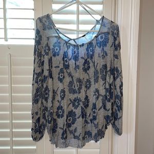 Free People Floral Longsleeve Blouse